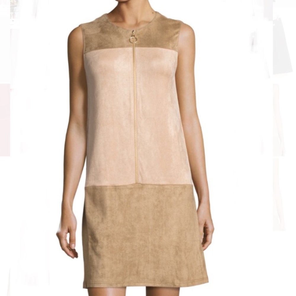 Neiman Marcus Suede Zip Front Dress